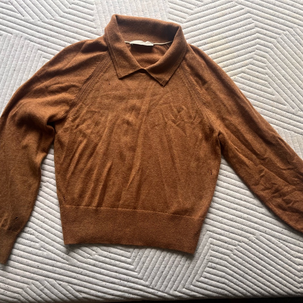 Everlane Cashmere Collared Sweater Pullover, brown, XS - Picture 3 of 7